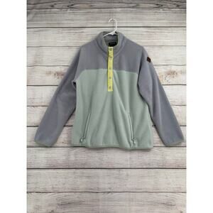 Burton Colorblock Hearth Fleece Pullover Womens‎ Large Green Purple 1/4 Snap